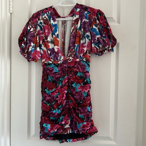 For Love & lemons pattern floral body on dress vneck summer flattering XS - Picture 7 of 7